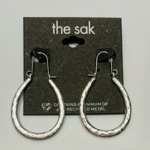 The Sak Textured Silver Tone U Shaped Hoop Earrings Fashion Jewelry Gift New